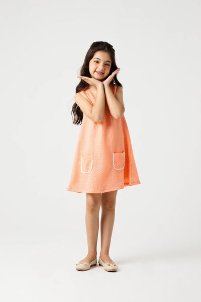 Orange Lace A-Line Dress