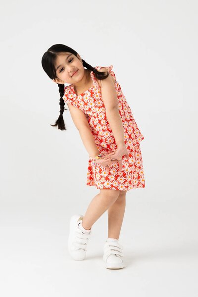Red Daisy Cotton Co-Ord Set