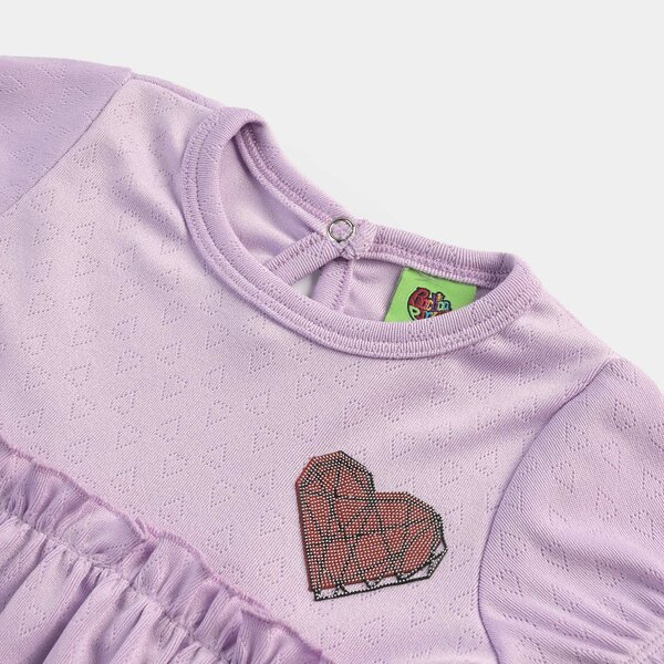 Infant Girls Jacquard Jersey Frock Hearts-Purple