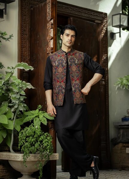 Stylish Garments Mens Waistcoat RTW Embroidered Mesuri Waistcoat Suit W-2889 Festive Collection