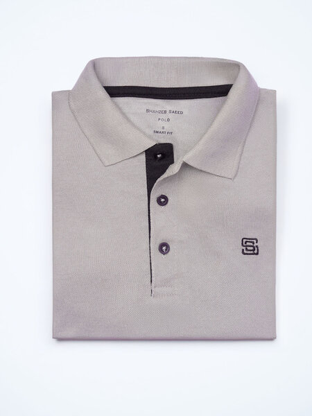 Grey Half Sleeves Designer Polo T-Shirt (POLO-1080)