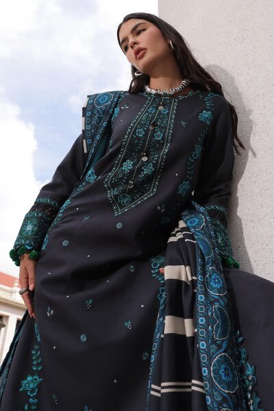 Poshima by Charizma Unstitched Embroidered Leather Peach 3 Piece Suit CHR26UPL PSW6-19 - Winter Collection