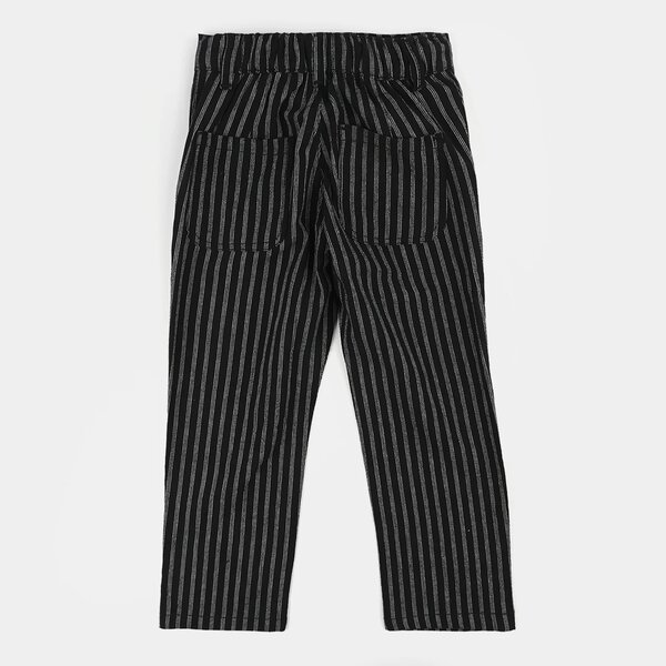 Boys Cotton Pants (Stripe) - Black