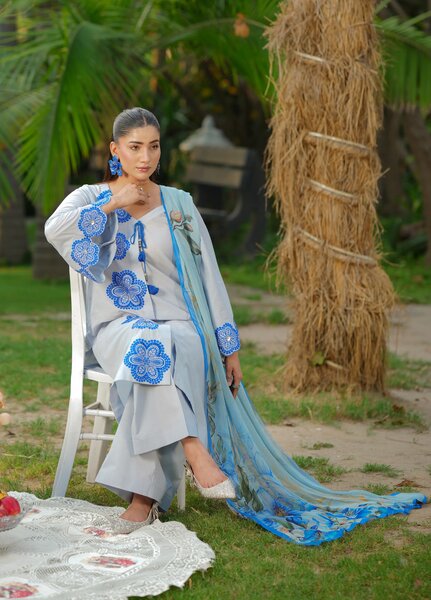 Daily Luxe by Huma Gul Unstitched Printed Lawn 3 Piece Suit RAMEENHG-1106 - Casual Collection