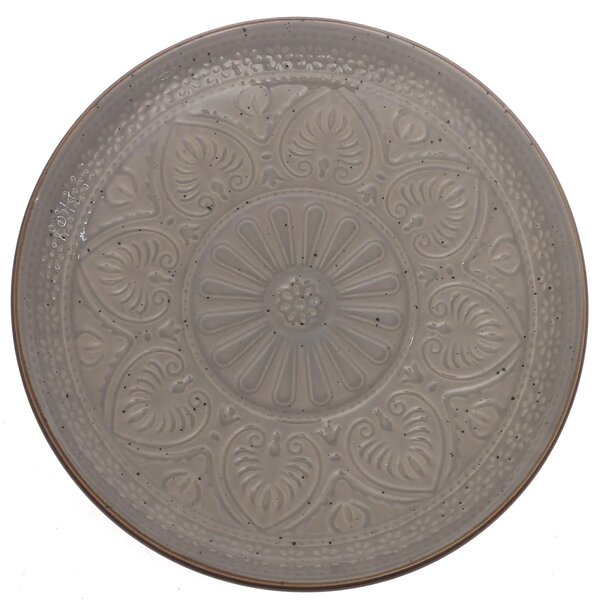 Brown Embossed Ceramic Quarter Plate 8 Inch