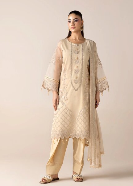 Aura by Zebtan RTW Embroidered Organza 3 Piece Suit ZB26UAL A-07 - Festive Collection