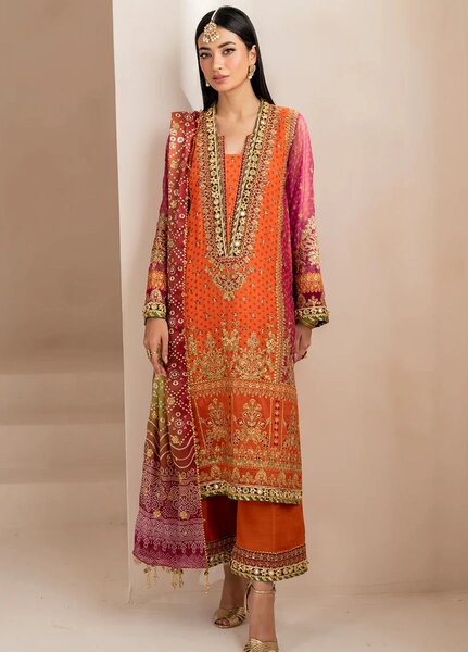 Baroque Embroidered Unstitched Chiffon 3 Piece Suits BQ25UF UF-706 - Festive Collection