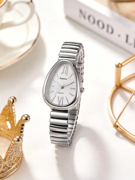 Shein - 1pc Unique Elegant Prominent Snake Head Dial Women's Watch - Silver
