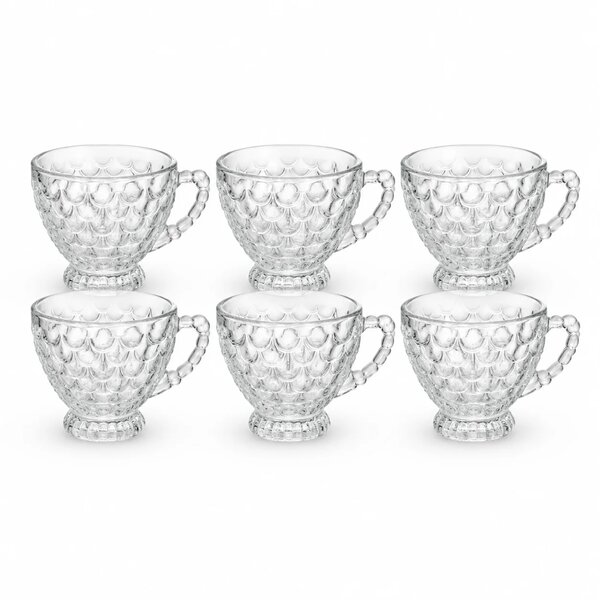 Textured Glass Cup 210ml | Decorative Tea & Coffee Cup Set