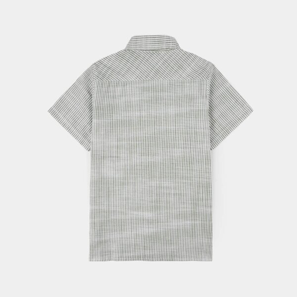 Boys Yarn Dyed Casual Shirt (Good Vibes) - Grey