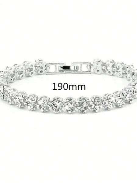 Shein - 2pcs Ladies Roman Numerals & Rhinestone Decor Quartz Watch And Heart Charm Bracelet Set