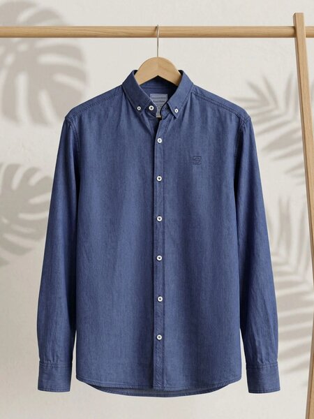 Mid Blue Button Down Denim Casual Shirt (CSD-042)
