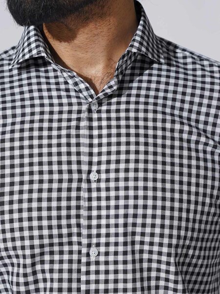 Black & White Self Checkered, Elite Edition, Cutaway Collar Men’s Formal Shirt (FS-2440)