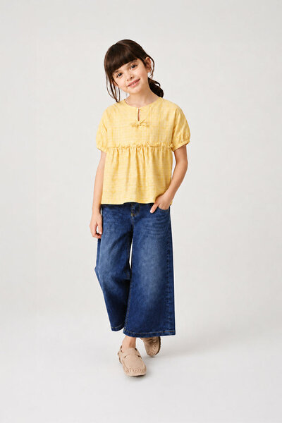 Yellow Gingham Cotton Top
