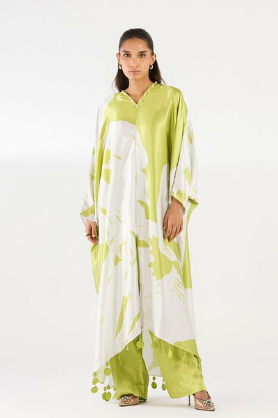 Stitched Printed Satin Shirt+ Culotte