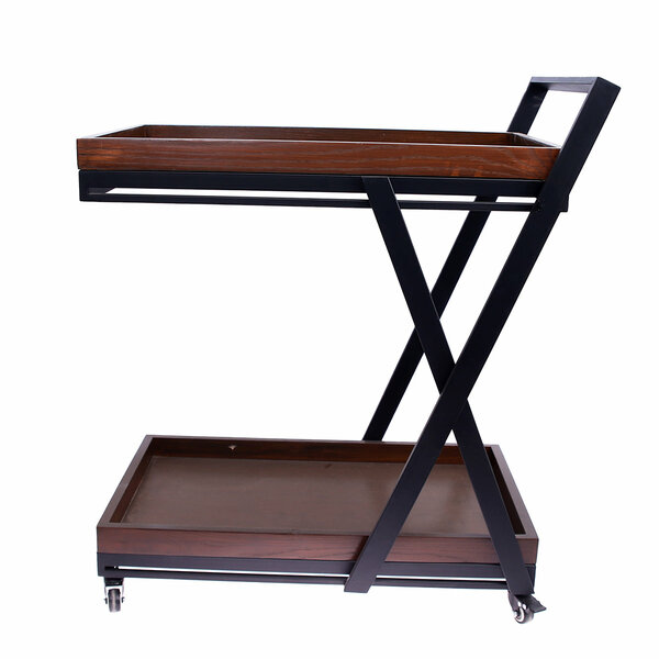 2 Step Wooden Tea Trolley X Design