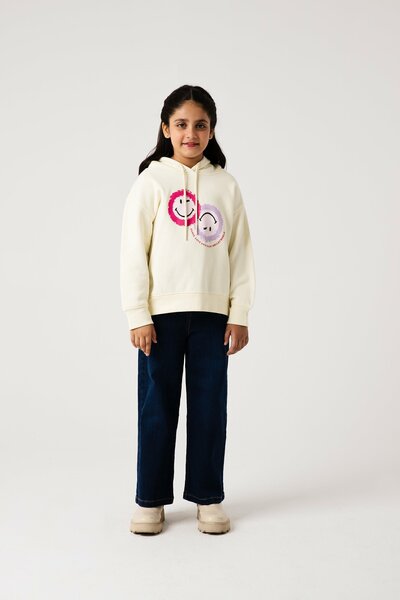 Girls Soft Smiley Fleece Hoodie