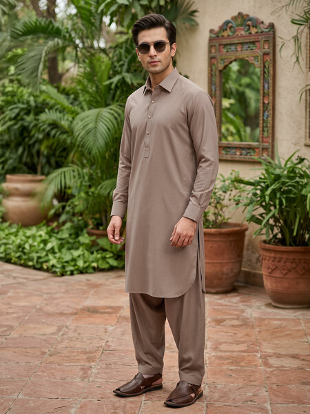 Mustard Designer Shalwar Kameez (SK-725)