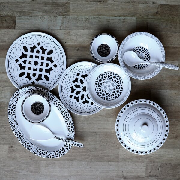 Dinner Set Geometric Black