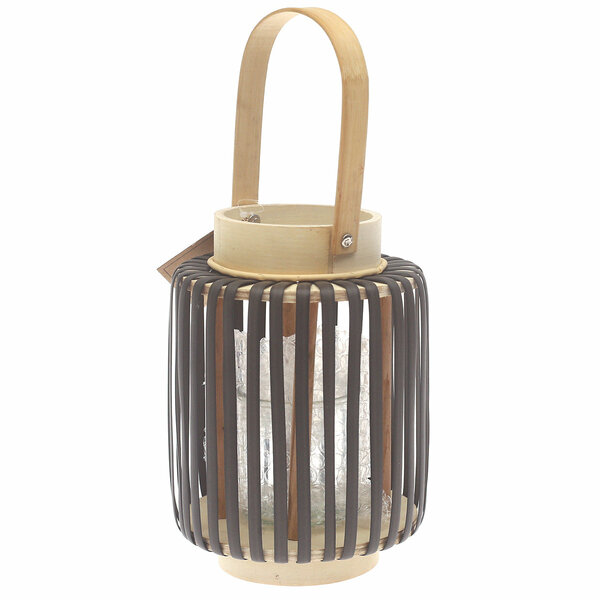 Black Hanging Lantern Small 9 Inch | Bamboo & Glass Decorative Candle Lantern