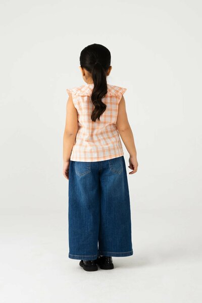 Coral Plaid Cotton Top