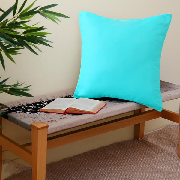 Buy 1 Get 1 Free Sky Blue Raw Silk Cushion Cover 18x18 – Elegant Decorative Throw Pillow for Sofa, Bed & Living Room