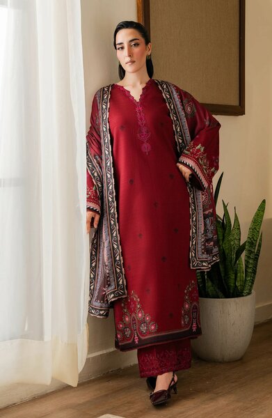 Bellini by Seran Unstitched Printed Khaddar 3 Piece Suit SN26UBW Varelle D-12 - Winter Collection