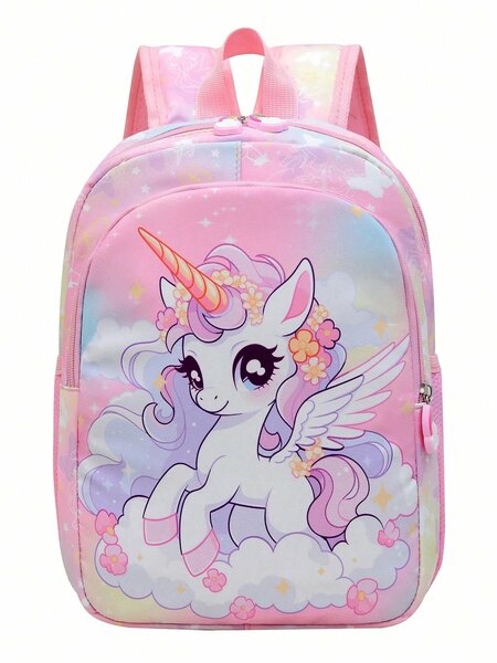 Shein - Cartoon Unicorn Nylon Zipper Closure Backpack
