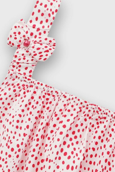 Red Bow-Strap Cotton Top