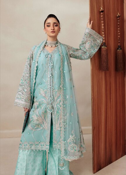 Aik Shaam by AIK Atelier Unstitched Organza Embroidered 3 Piece Suit AIK26US D-06 - Wedding Collection