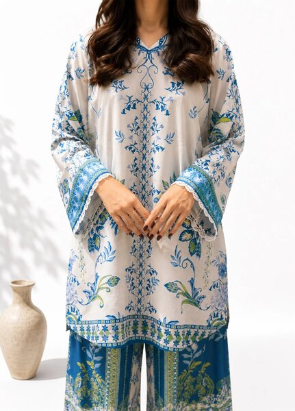 Saba Sumaiya Women RTW Printed Crepe Lawn 2 Piece Suit SS-78657 Blue Eden - Casual Collection