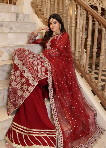 Noor Formals By Saadia Asad Embroidered Chiffon Suits Unstitched 3 Piece NSA23FF D-2 Haleh - Festive Collection