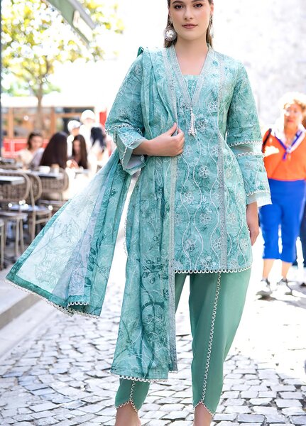 Al Zohaib Dhagakari Unstitched Embroidered Lawn 3 Piece Suit AZ26UD D-06 - Casual Collection
