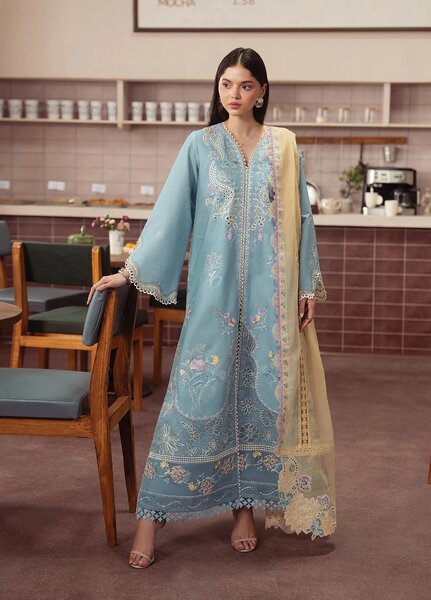 Brewed by Ayzel Unstitched Embroidered Lawn 3 Piece Suit AAF26UBL Emberl ZWU-0150-3PO - Festive Collection