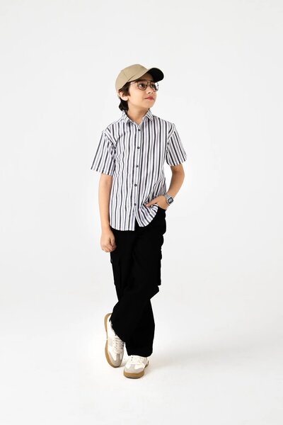 Chic Stripe Button-Up Cotton Shirt