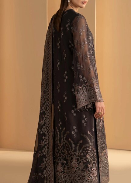 Purkashish by Lavish Premium Unstitched Embroidered Chiffon 3 Piece Suit LVP26UCP Coco Noir D-05 - Wedding Collection
