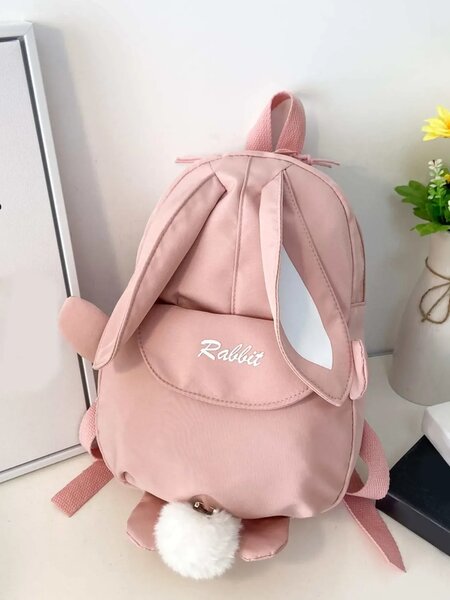 Shein - Girls Letter Embroidery Rabbit Design Functional Backpack