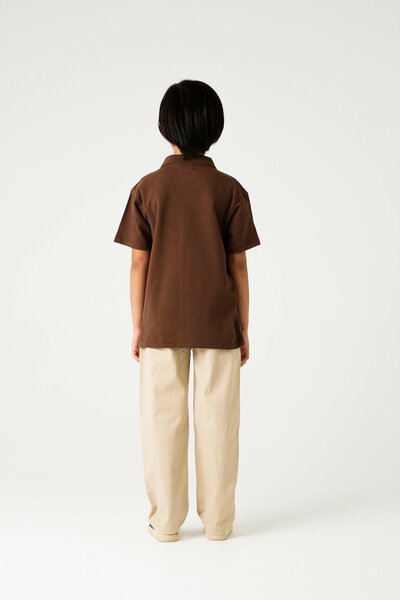 Boys Brown Popcorn Button Tee