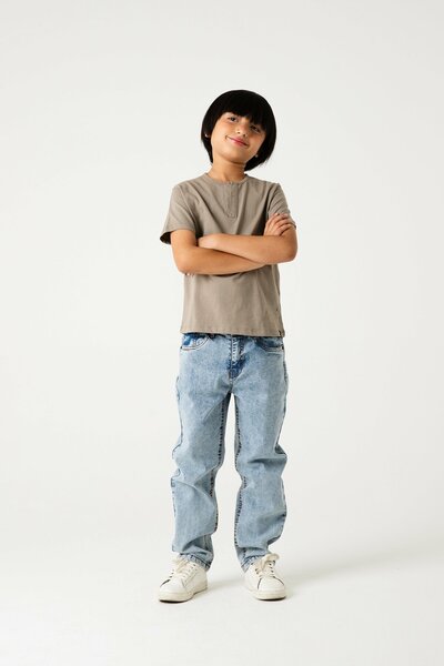 Boys Steel Grey Henley T-Shirt