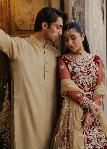 Roheenaz Embroidered Net Suits Unstitched 3 Piece RNZ24PSM Jabeen - Wedding Collection