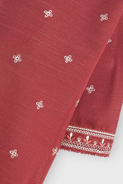 Maroon Delicate Embroidered Kurta Set - 2pc