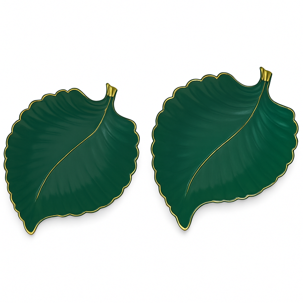 1Pc Leaf Platter Single – Green (Small & Large) | Luxury Ceramic Decorative Serving Tray