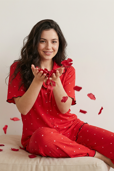 BLS - Pajama set -  Short sleeves with long pants - Red