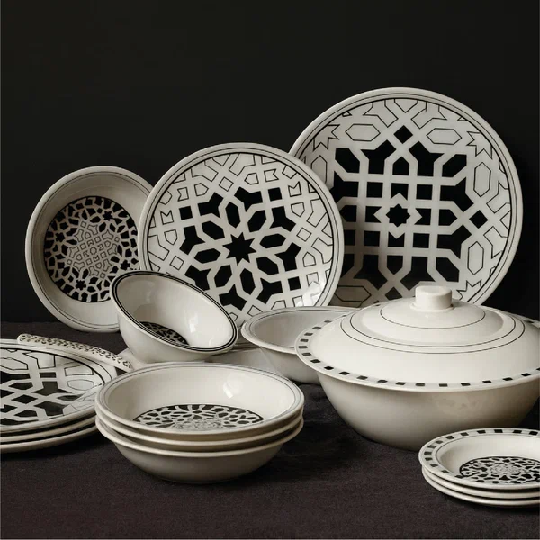 Dinner Set Geometric Black