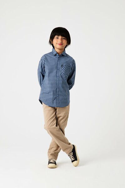 Boys Navy Check Cotton Casual Shirt