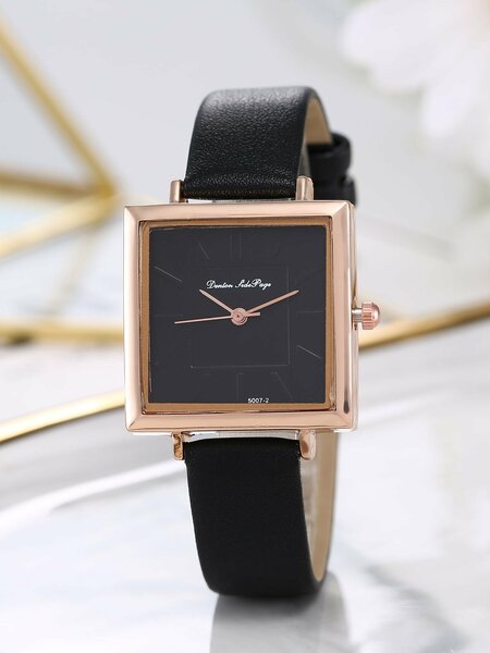 Shein - Square Pointer Quartz Watch