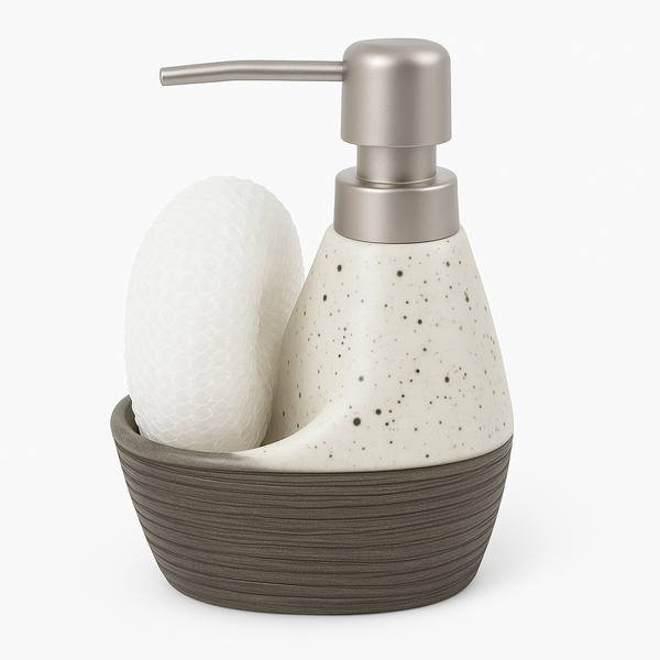 1pc Single Piece Soap Dispenser with Sponge Holder – 3 Elegant Color Variants