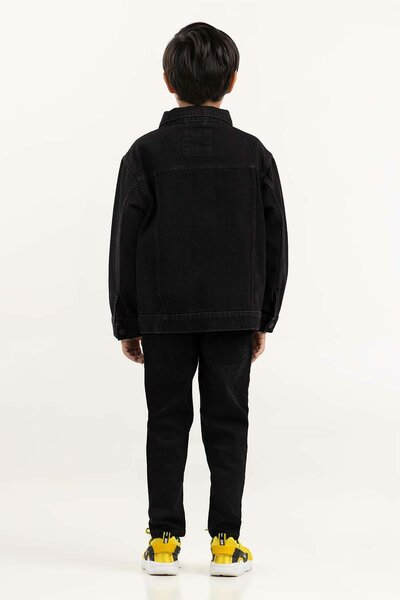 Toddler Boy Jet Black Collared Denim Jacket