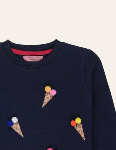 Ixample Kids Pret 2 Piece Hand work Set Navy Waffle Sweatshirt And Trouser - Winter Collection