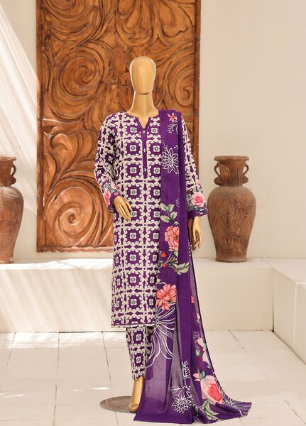 Hz Textiles Unstitched Printed Viscose Linen 3 Piece Suit HZ26ULW LW-5067 - Winter Collection